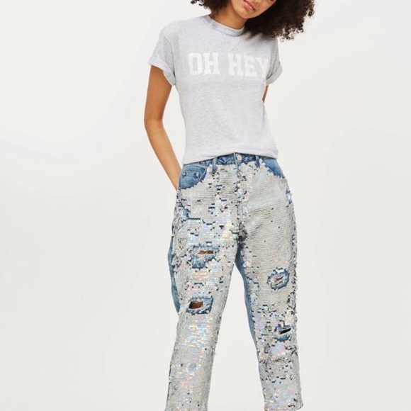 - Hayden Distressed Sequin Boyfriend jeans - Picture 2 of 6